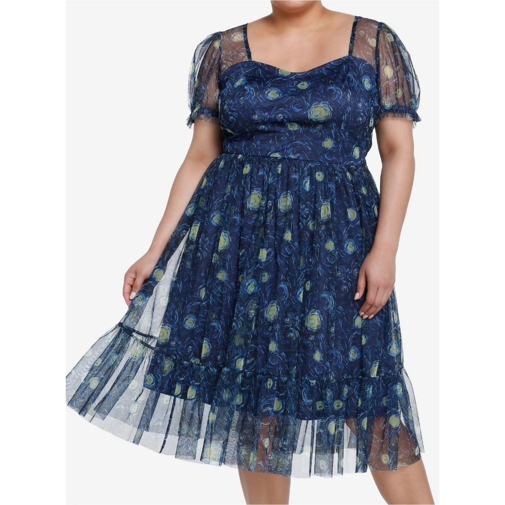 Elegant Blue Floral Dress
